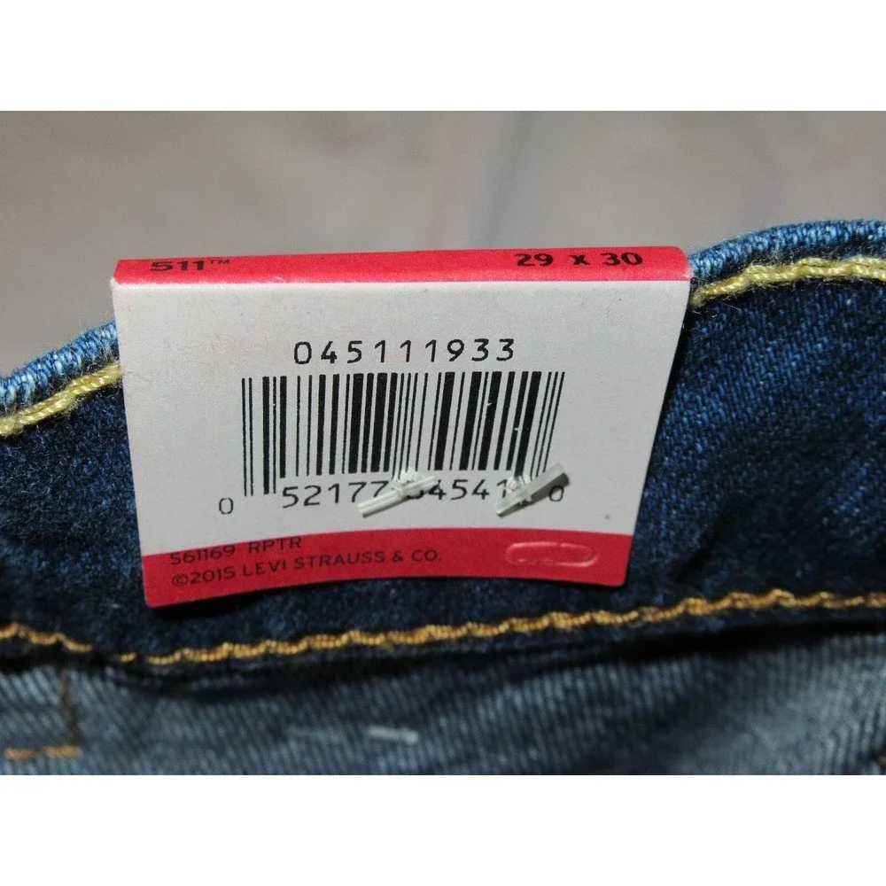 NWT Mens Levis 511 Slim Torrey Pine Stretch Denim 045111933 Blue Jeans 29/30 - Picture 8 of 8